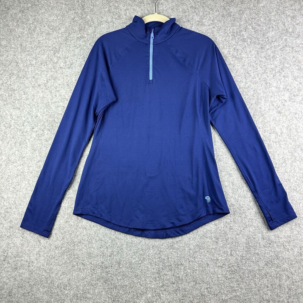 Mountain Hardwear Top Shirt Womens Medium 1/4 Pullover Thumbholes Pocket Stretch
